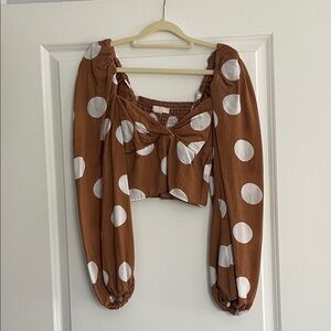 H&M Brown and White Polka Dot Crop Top